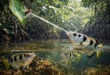 Рыбы-стрелки: точные выстрелы водой по насекомым