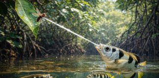 Рыбы-стрелки: точные выстрелы водой по насекомым