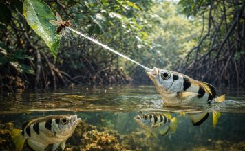 Рыбы-стрелки: точные выстрелы водой по насекомым