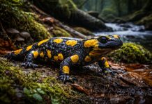 Огненная саламандра — чёрно-жёлтая окраска предупреждает о токсичной коже