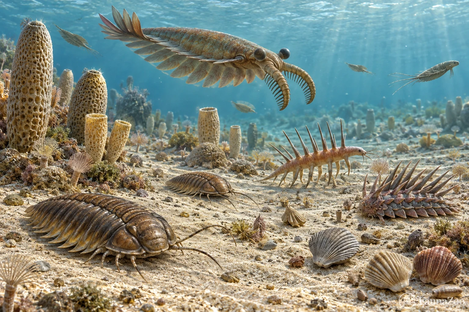Разнообразные животные раннего кембрийского моря