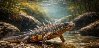 Испанский ребристый тритон — при угрозе выдвигает рёбра через кожу как “шипы” для защиты Испанский ребристый тритон — при угрозе выдвигает рёбра через кожу как “шипы” для защиты