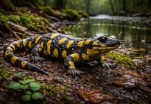 Тигровая саламандра — крупная наземная саламандра; личинки иногда не превращаются и остаются водными