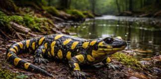 Тигровая саламандра — крупная наземная саламандра; личинки иногда не превращаются и остаются водными