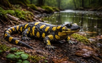 Тигровая саламандра — крупная наземная саламандра; личинки иногда не превращаются и остаются водными