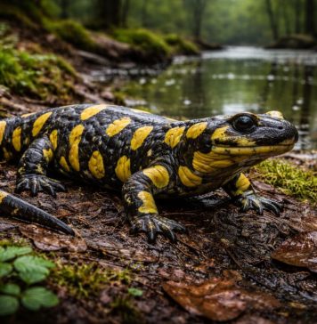 Тигровая саламандра — крупная наземная саламандра; личинки иногда не превращаются и остаются водными