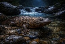 Японская гигантская саламандра — одна из крупнейших амфибий мира, ночной хищник горных рек Японская гигантская саламандра — одна из крупнейших амфибий мира, ночной хищник горных рек