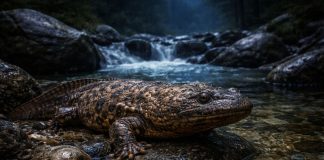 Японская гигантская саламандра — одна из крупнейших амфибий мира, ночной хищник горных рек