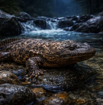 Японская гигантская саламандра — одна из крупнейших амфибий мира, ночной хищник горных рек