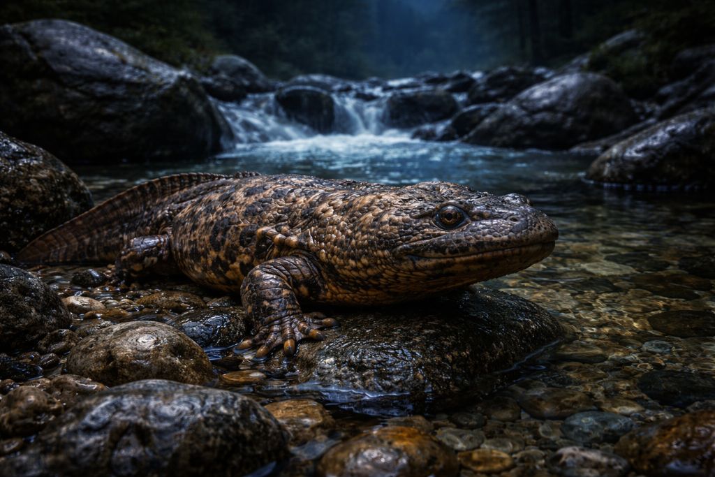 Японская гигантская саламандра — одна из крупнейших амфибий мира, ночной хищник горных рек Японская гигантская саламандра — одна из крупнейших амфибий мира, ночной хищник горных рек