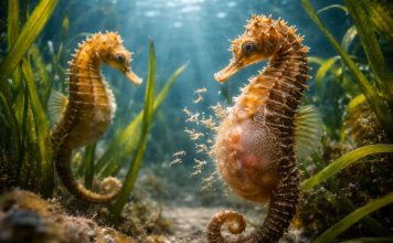 Размножение морских коньков беременность самцов и «плацентоподобный» мешок